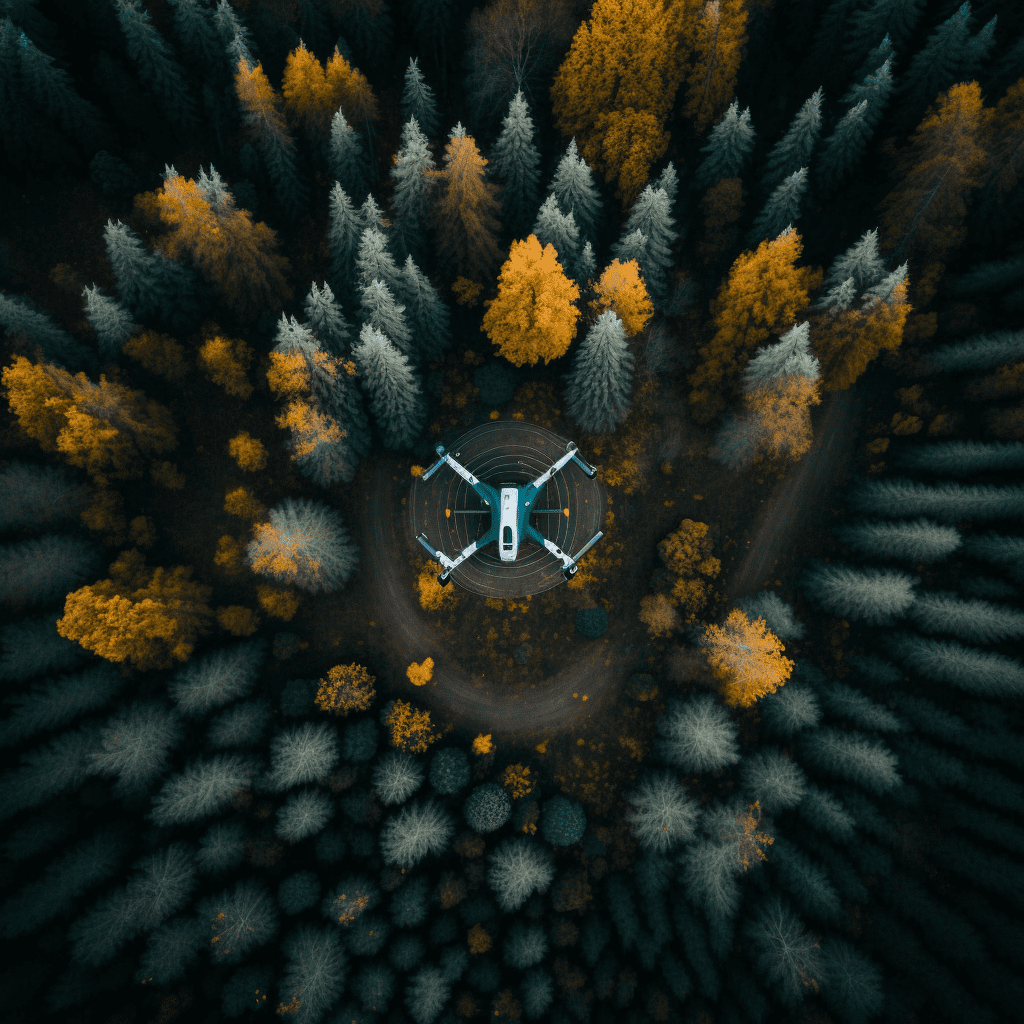 Фотография дрона в лесу
